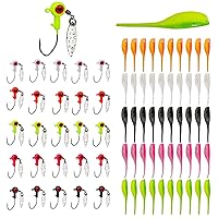 75pcs Crappie Lures Jig Heads Kit, Soft Fishing Lures Fishing Jig Head Rig Hook Fishing Baits Plastic Lures for Bass Trout Saltwater Freshwater Fishing