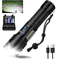 Flashlight High Lumens Rechargeable LED: 990,000 Lumen Super Bright Flashlights, Powerful Tactical Flashlights, 7 Modes with COB Light, IPX6 Waterproof Flash Light for Camping, Emergencies