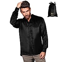 Luxury Artisan Silk Shirt for Men, Washable Pure Natural Silk 27 Mm Long Sleeves