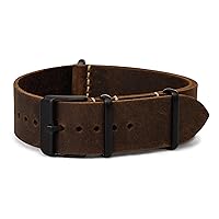 Benchmark Basics Leather Watch Band - Crazy Horse Oiled Leather One-Piece Watch Straps for Men & Women - Choice of Color & Width - 18mm, 20mm, 22mm or 24mm