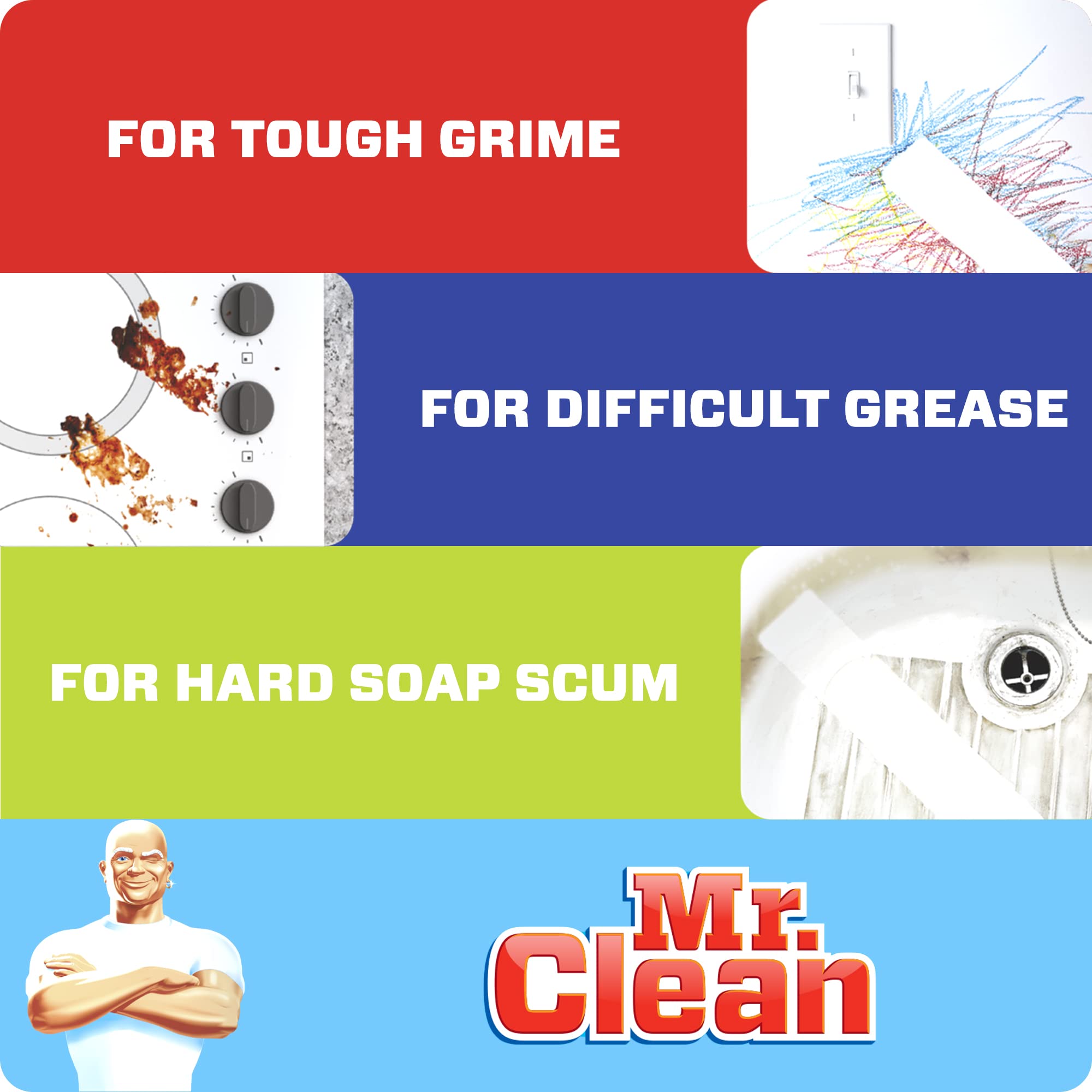 Mr. Clean Magic Eraser, Extra Durable, Shoe, Bathroom, and Shower Cleaner, Cleaning Pads with Durafoam, 10 Count