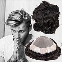 Toupee for Men, Fine Mono Lace Base Hair System Human Hair Replacement Hair Piece (8