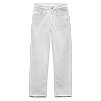 Rag & Bone Women's Harlow White Cotton Raw Hem Ankle Straight Leg Jeans