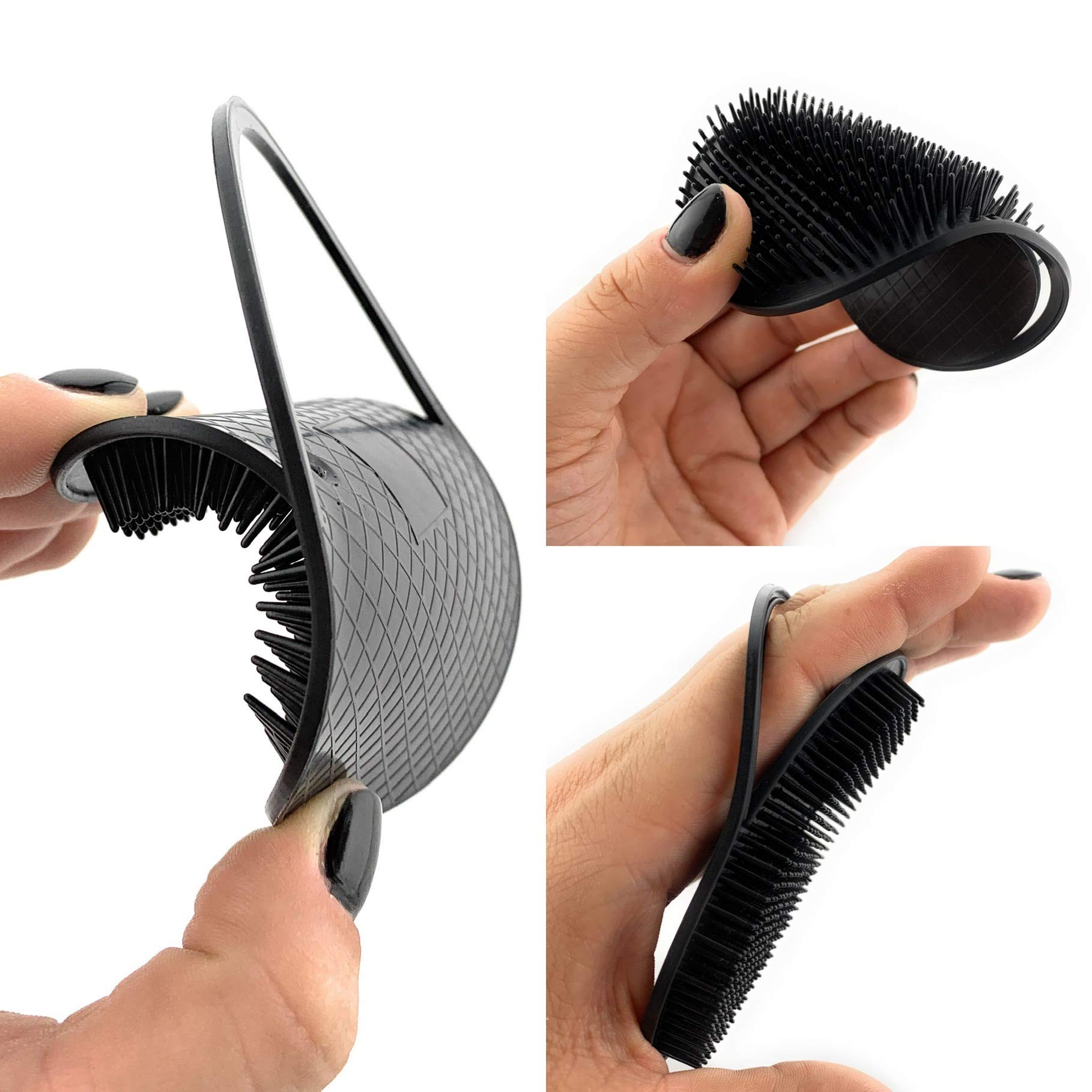 GBS Head Shampoo Brush. Hair Growth Massager Anti Dandruff Brush Hair Scalp Massager Scalp Care Brush Soft Palm Scrubber Comb Pocket Shower for Curly and Dry Hairs. Travel Pack 3 (1 Black, 2 Grey)