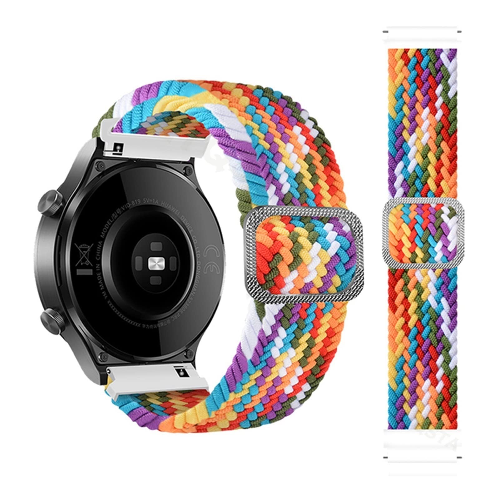 Wscebck Braided Correa Wrist Strap Bands for COROS APEX Pro/APEX 46 42mm Smartwatch Watchband PACE 2 PACE2 Bracelet Correa (Color : Rainbow, Size : for COROS PACE 2)