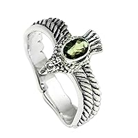 NOVICA Artisan Handmade Men's Peridot Ring Crafted .925 Sterling Silver Green Single Stone Indonesia Animal Themed Birthstone 'Peace Messenger'