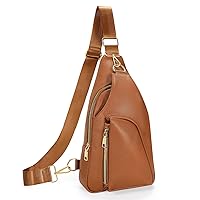JASGOOD Women Fanny Pack Crossbody Bags PU Leather Sling Bag Trendy Chest Bag for Women Travel,Dark Brown