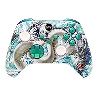 Wireless Custom Controller Compatible with PC, Windows 10+, Series X/S & One (Series X/S White Dragon w/Green Chameleon Inserts)
