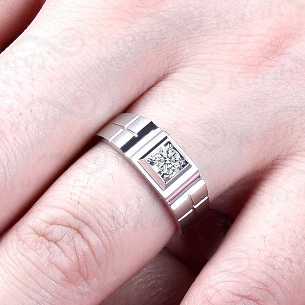 Men's Unique Genuine Natural Diamond 14K White Gold Wedding Engagement Fashion Band Ring