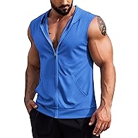 COOFANDY Men's Workout Hooded Tank Tops 2 Pack Zip Up Sleeveless Gym Shirts Muscle Cut Off T Shirt Bodybuilding Hoodies