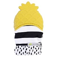 Silicone Teething Mitt - Soothing Infant Teething Mitten with Adjustable Strap, Crinkle Sound & Textured Silicone to Soothe Sore & Swollen Gums - Baby Teething Toy For 3 Mos & Up, Pineapple