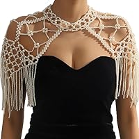 Pearls Body Chain Bra Shawl Necklace Pearl Sexy Shoulder Chain Top Beaded Backless Chest Chains Rave Outfit for Women Party Festival Birthday Beach