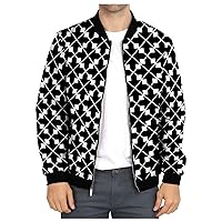 DuDubaby Winter Jacket For Mens Casual Printed Coat Baseball Jacket Zipper Short Coat With Pockets Winter Jackets For Men