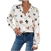 Butterfly Graphic Loose Fit Long T Shirt for Women Winter Fall Turtle Neck Cardigan Tops Shirts Women 2024
