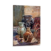 ZAMOUX Mexican Pottery still Life Oil Painting Art Poster Wall Art Poster (1) Canvas Poster Bedroom Decor Office Room Decor Gift Frame-style 08x12inch(20x30cm)
