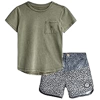Volcom Boys' Bathing Suit Set - 2 Piece Short Sleeve T-Shirt and Boardshorts Swimsuit Trunks - Swimwear Set for Boys (2T-7)
