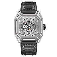 Luxury Brand Square Luminous Self-Wind Mens Watch Creative Mechanical Automatic Waterproof Watch Rubber Sport Watch AK