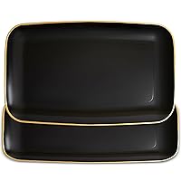 Blue Sky Organic Black Disposable Rectangular Trays with Gold Rim - 2 Count, 18