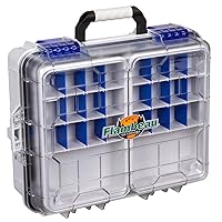 Flambeau Outdoors 3000WPNC Waterproof Satchel 3000, Portable Waterproof Tackle Box with Trays, Gray/Clear