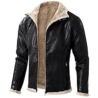 Faux Fur Coat Men's Leather Jacket Sherpa Lined Trucker Jackets With Fur Collar Jackets Winter Motorcycle Jacket