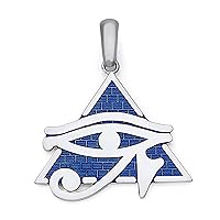 Eye of Horus and Pyramid Pendant Necklace in Sterling Silver, Made in America
