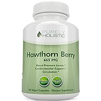 Purely Holistic Hawthorn Berry Capsules 665mg - 150 Capsules - 5 Month Supply - High Strength 4:1 Hawthorn Extract - Non GMO - Vegan Hawthorne Supplement - Supports Cardiovascular & Digestive Health