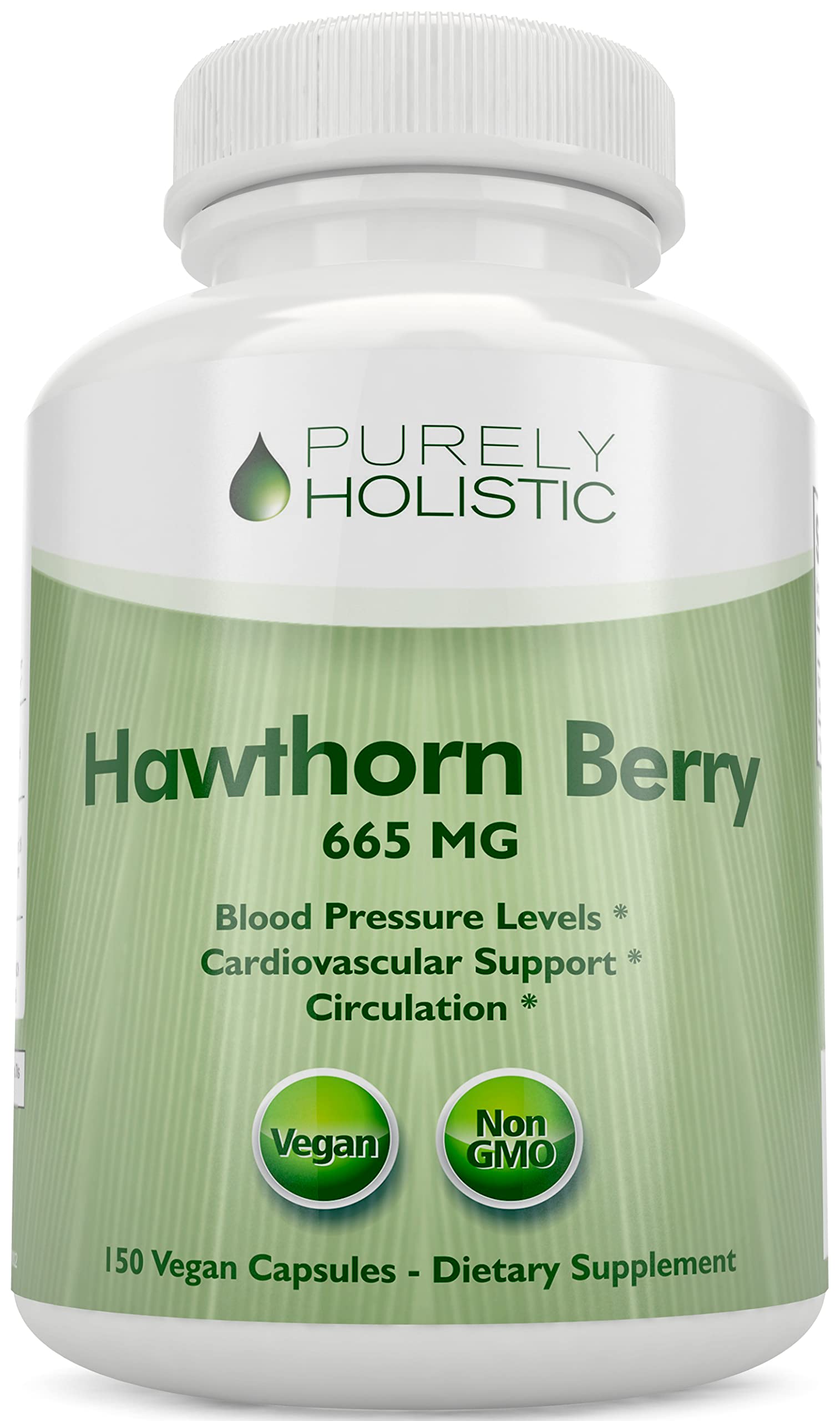 Purely Holistic Hawthorn Berry Capsules 150 Capsules for 5 Month Supply - High Strength 4:1 Hawthorn Extract - Non GMO - Vegan Hawthorne Supplement - Supports Cardiovascular & Digestive Health