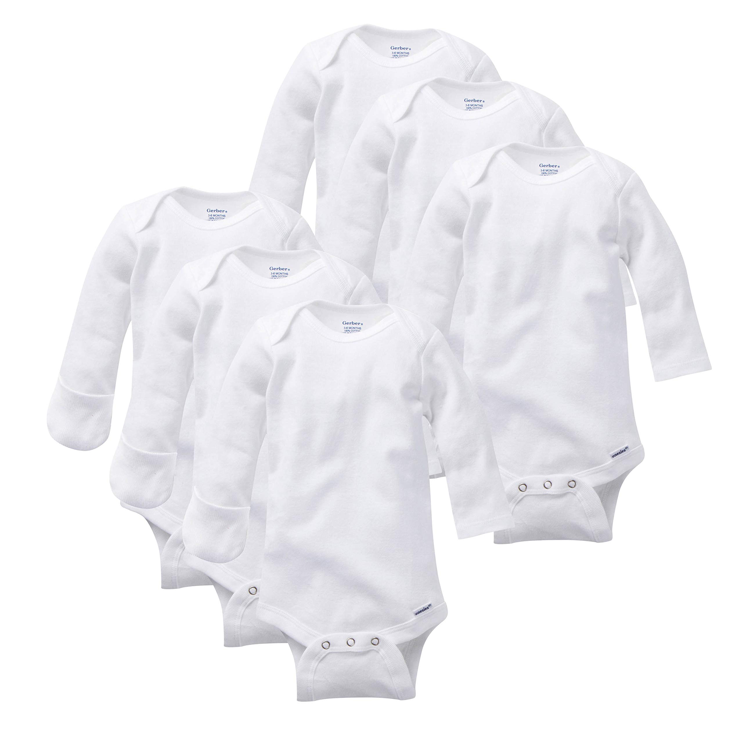 Gerber unisex-baby Multi-pack Long-sleeve Onesies Bodysuit Mitten Cuff Sizes
