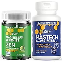 Natural Stacks Magtech Magnesium & Zen Magnesium Citrate Gummies Bundle - 4 Forms of Magnesium - Supports Relaxation and Brain Health - 120 Pieces
