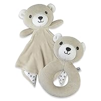 HonestBaby Plush Loveys and Rattles Stuffed Animal Toys Gifts for Infant Baby Boys, Girls, Unisex, Silver Gray, One Size