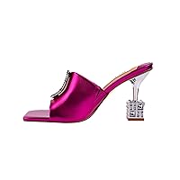 Lady Couture Casino Jeweled Metallic Square Heel Slide