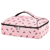 ALAZA Casserole Cookware, Cute Red Cherry and Green Leaf with White Polka Dot Casserole Dish Carrier Bag Travel Bag for Potluck Parties,Picnic,Beach