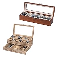 Watch Box Case Organizer Display Storage with Jewelry Drawer for Men Women Gift, Walnut Wood B1WL8GGH 9B9RLJHG
