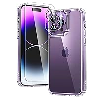 TAURI 5 in 1 for iPhone 14 Pro Max Case Clear, [Not Yellowing] with 2X Screen Protectors + 2X Camera Lens Protectors, [Military Grade Drop Protection] Shockproof Case for iPhone 14 Pro Max 6.7 Inch