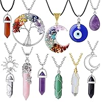 XIANNVXI Mothers Day Gifts 11Pcs Crystal Necklaces for Women Crystals Evil Eye Necklace Set Boho Jewelry for Women Chakra Hippie Pendant Beach Jewelry Gifts for Women