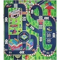 Kids Carpet Playmat,Thin Kid Felt for Toy Cars,Great For Playing With Cars and Toys,Boys and Girls Educational Road Traffic Play Mat- Learn and Have Fun Safely