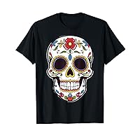 Halloween Flowers Sugar Skull Dia De Los Muertos Funny T-Shirt