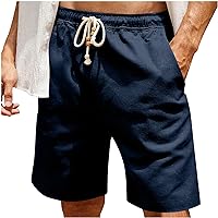 Mens Linen Shorts 2024 Summer Beach Shorts Baggy Flat Front Elastic Waist Shorts Lightweight Shorts Casual Athletic Shorts