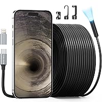 50FT Sewer Camera for iPhone, Teslong USB C Drain Plumbing Snake Borescope Inspection Camera with 8 LED Lights, 50 ft Flexible Waterproof Endoscope Fiber Optic Scope Cam for iOS Android Phone iPad