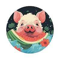 Drink Coasters Set of 6 Pig Eat Watermelon Print Coasters for Coffee Table Absorbent Leather Coasters for Drinks Cup Coaster Set Decor for Bar