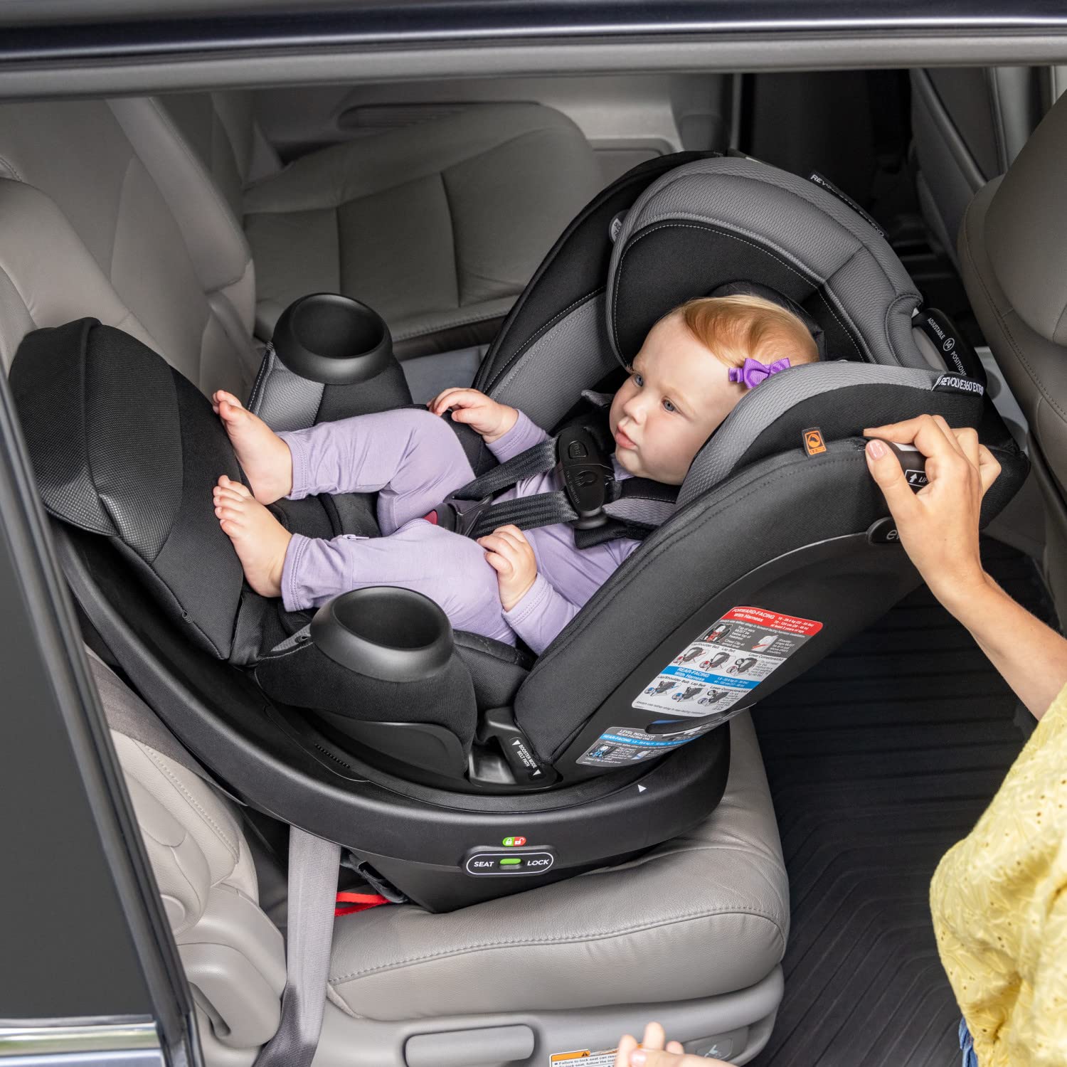 Evenflo Revolve360 Extend All-in-One Rotational Car Seat with Quick Clean Cover (Revere Gray)