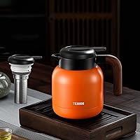 Thermos - 1.1 l 1.6 l 2 l 17*14*20cm/17*14*25cm/17*14*28cm Stainless Steel Desk Mug, Mulled Tea Kettle and Kettle 48 Hours Thermal Insulation, Home Office Coffee Maker, White, Red, Yellow, Peacock Gre