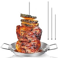 Vertical Skewer for Grill, Stainless Steel Stand Skewer, Pastor Skewer with Removable 3 Size Spikes (8