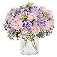 MARTINE MALL 4 Packs Mixed Pink Peonies Artificial Flowers 4 Packs Pinkish-Purple Peonies Artificial Flowers