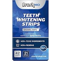 Brushmo Teeth Whitening Strips – 21 Treatments – Enamel Safe, Sensitivity Free, Non-Residue Professional Teeth Whitening Kit – Dentist Formulated Pap+ Non-Toxic Teeth Whitener Oral Care