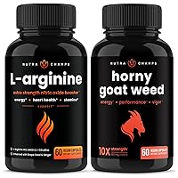 NutraChamps L-Arginine Capsules and Horny Goat Weed Capsules 2 Pack Bundle