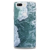 TPU Case Compatible for OnePlus 10T 9 Pro 8T 7T 6T N10 200 5G 5T 7 Pro Nord 2 Nature Cute Flexible Silicone Ocean Waves Design Slim fit Aqua Cool Sea Water Foam Print Clear Soft Woman Summer