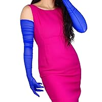 Women's Tulle Super Long Gloves Black TECH Touchscreen Stretchy Lace Mesh Semi Sheer Opera Halloween Evening Gloves