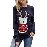 Pink Queen Women's Ugly Christmas Xmas Pullover Sweater Jumper Fox M