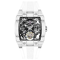 Top Brand Sport Watch for Men Square Skeleton Tourbillon Automatic Watch Steel Rubber Strap Mens Watches EM-RT